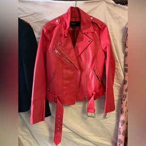 Faux leather jacket pink